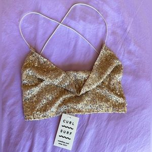 Curl Surf - Hey Babe Sequin Cowl Neck Crop top